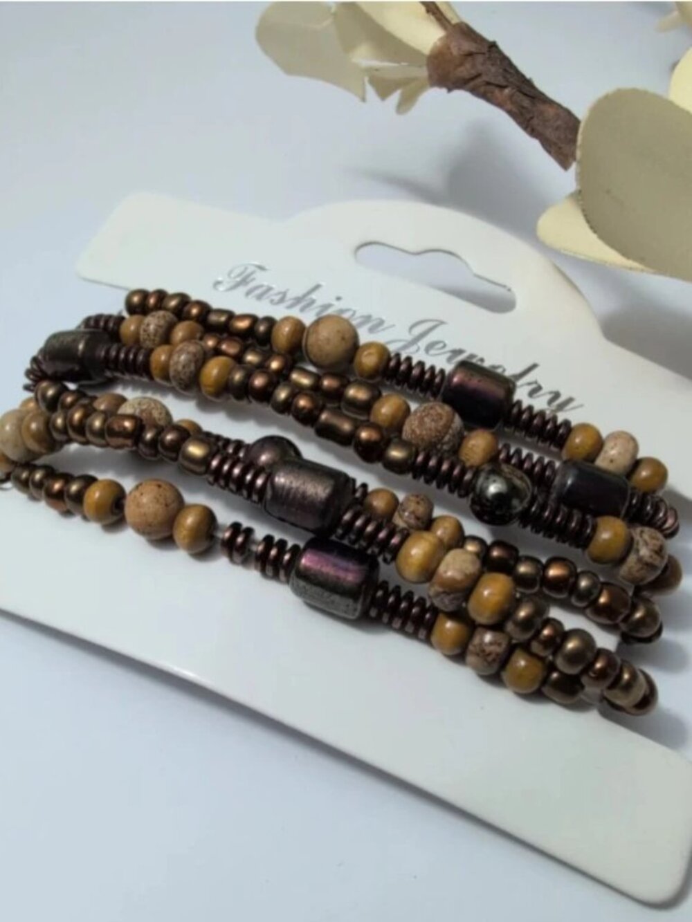 Handmade "Mojave Drift" Beaded Long Necklace / Multi-Wrap Bracelet - Earth Tones